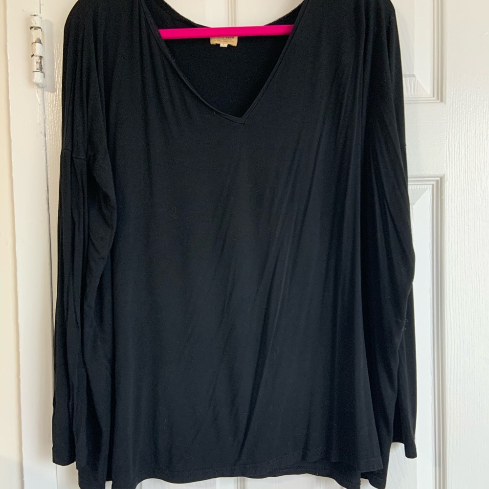 Black Long Sleeve Piko Top